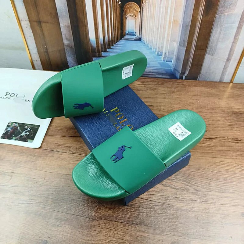 Polo Ralph Lauren Slippers Wide-strap slide with player emblem — Ocean Green
