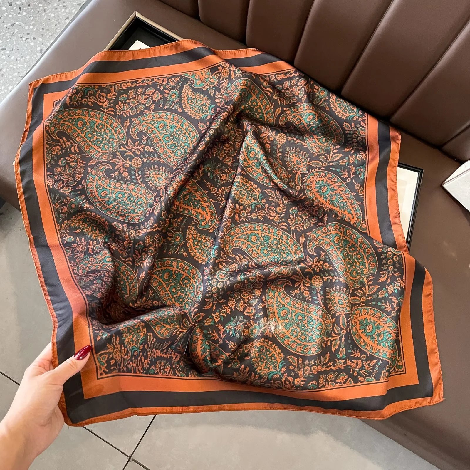 Unbranded Scarves Square Printed Satin Scarf — Style 11