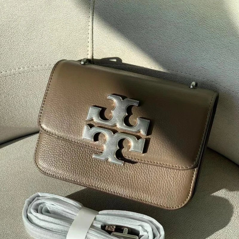 Tory Burch Crossbody Bags Double T Logo Pebbled Flap Bag image 1