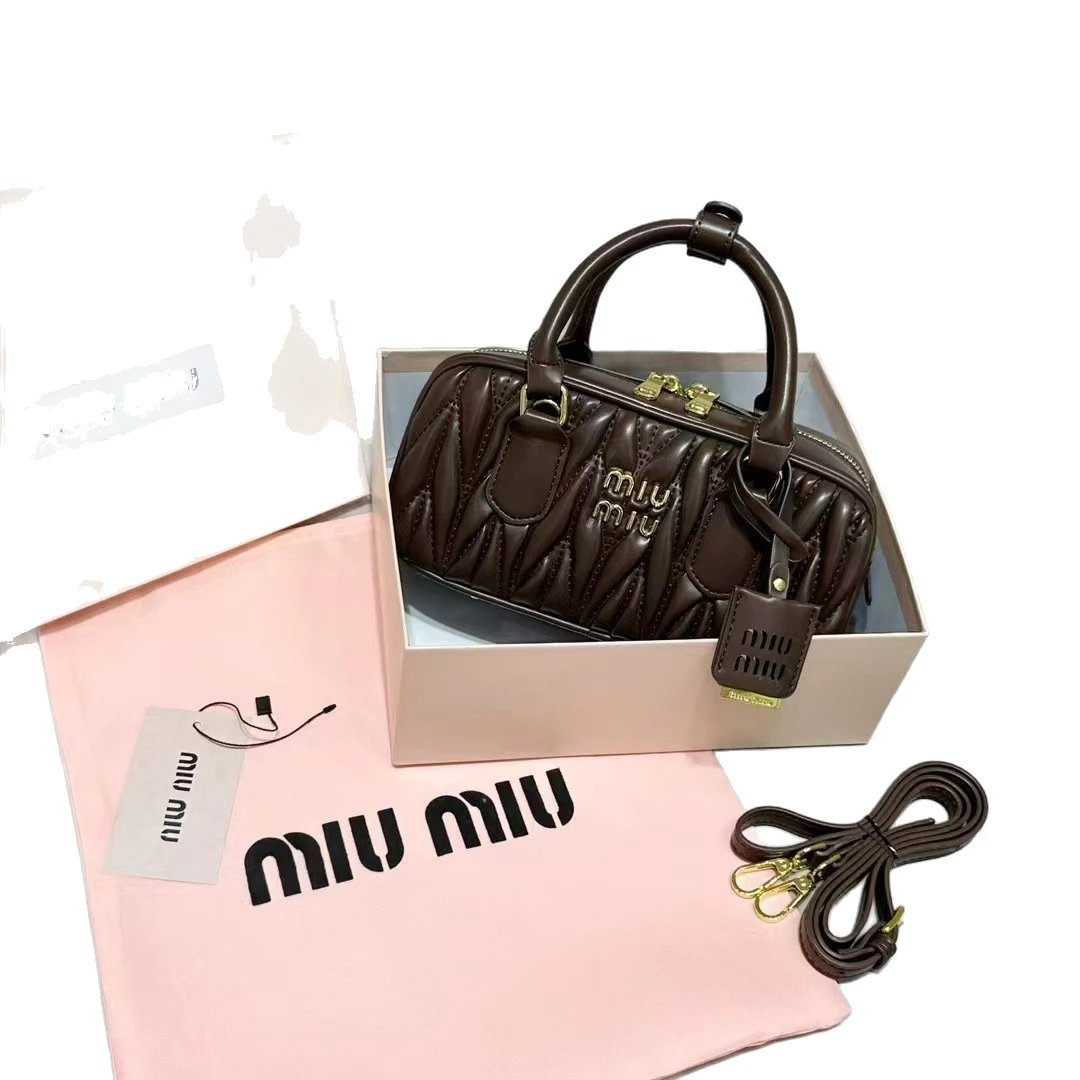 Miu Handbags Quilted Top-Handle Boston Bag image 4