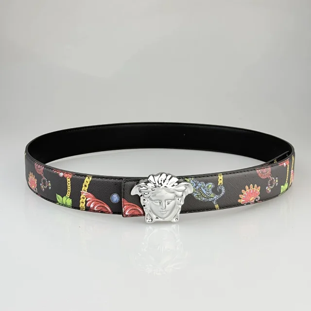 Versace Belts Logo-print belt with Medusa-head buckle product detail image 2