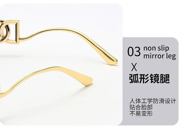 Unbranded Eyewear Rimless rectangular sunglasses with geometric metal temples product detail image 9