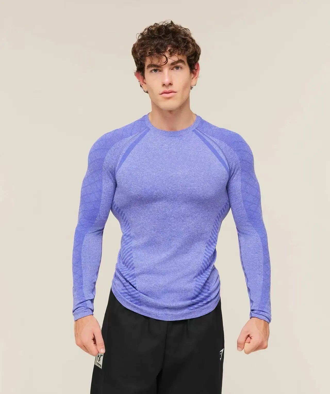 Gymshark Shirts Vital Seamless Long Sleeve T-Shirt — Light blue light panel