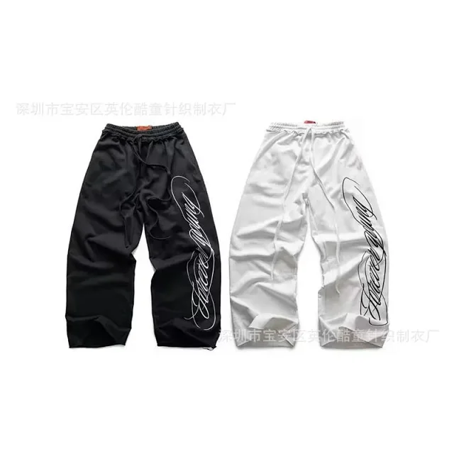 Unbranded Trousers Wide-Leg with Script Graphic Print product detail image 1