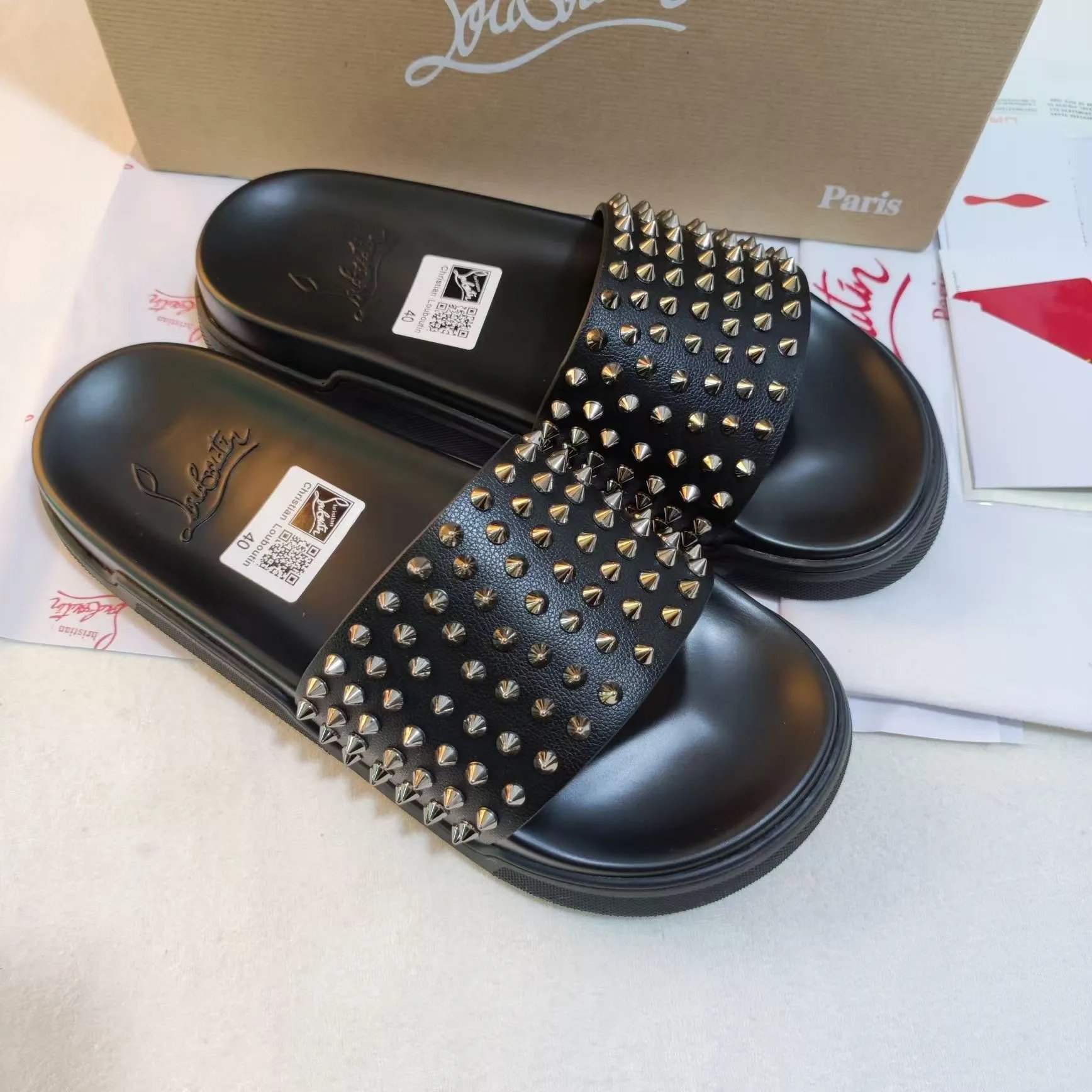 Christian Louboutin Slippers Spiked slide and thong — 16
