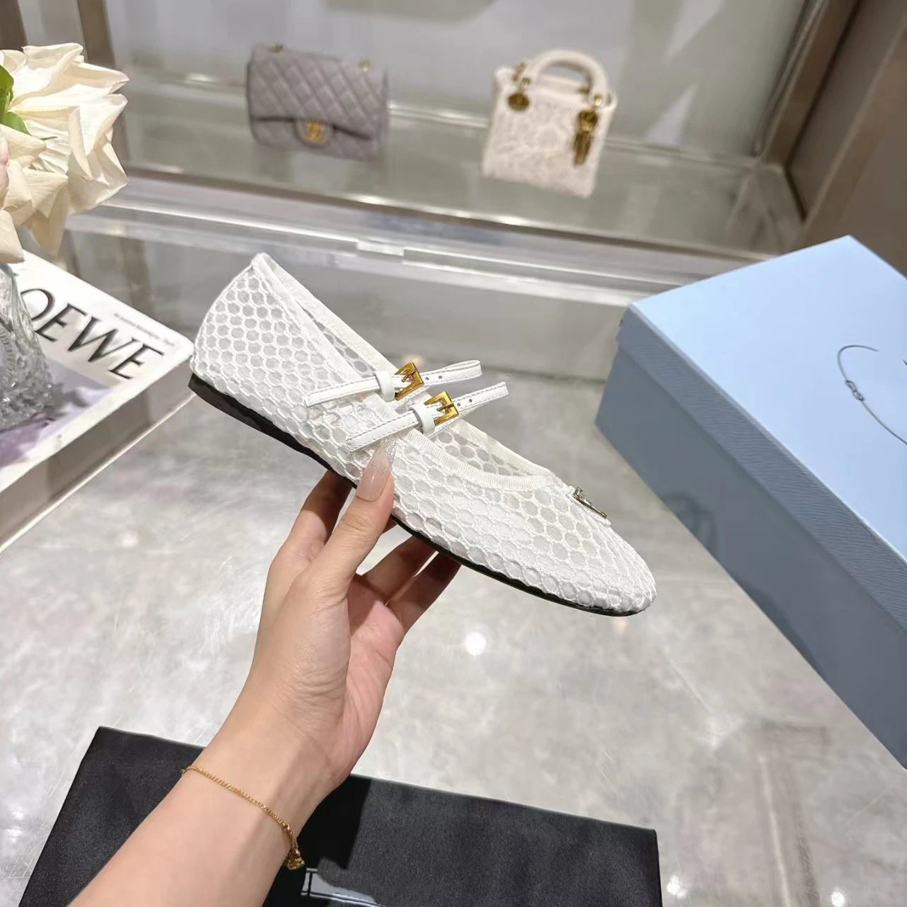 Prada Casual Shoes Mary Jane ballet flats with triangle logo plaque — 20