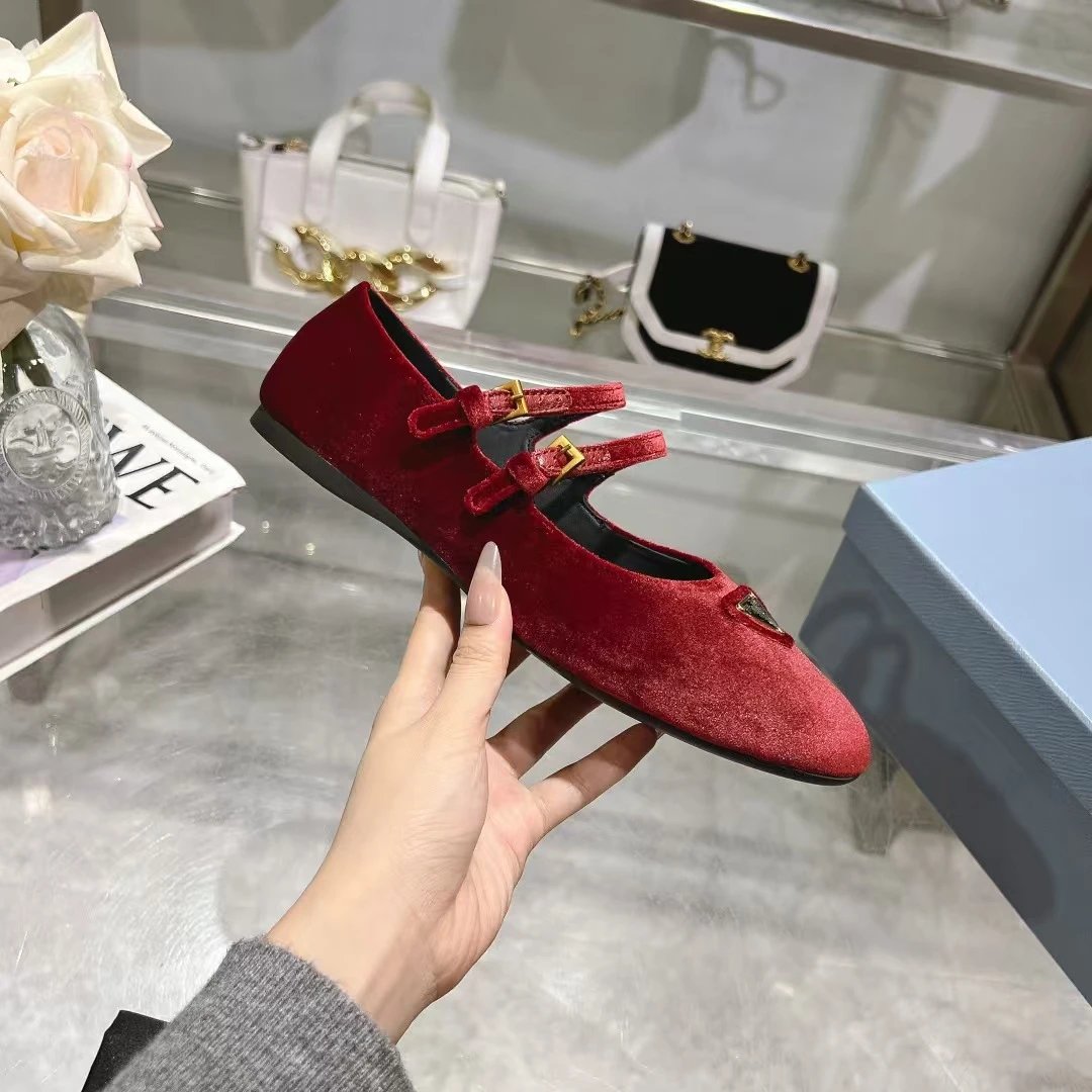 Prada Casual Shoes Mary Jane ballet flats with triangle logo plaque — 26