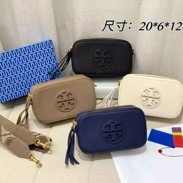 Tory Burch Crossbody Bags Small double-zip logo camera bag with adjustable wide strap product detail image 3