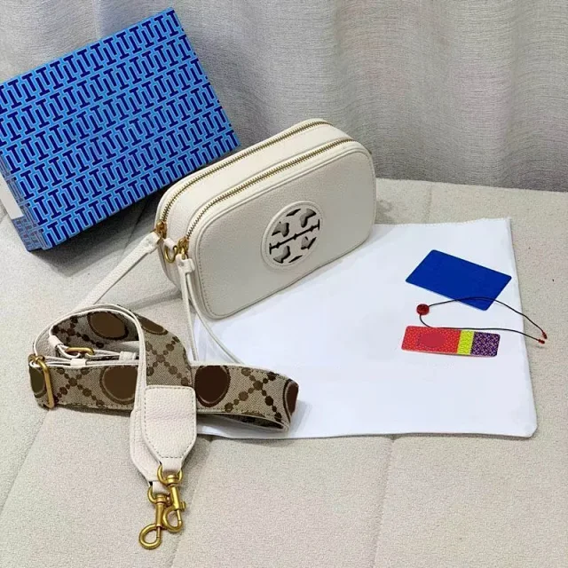 Tory Burch Crossbody Bags Small double-zip logo camera bag with adjustable wide strap product detail image 7