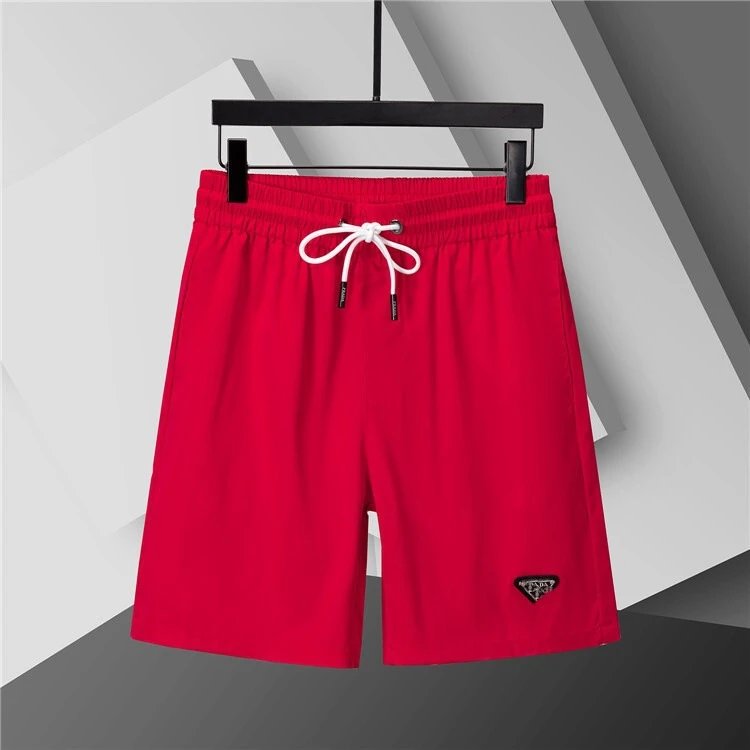 Dior Swimwear Elastic Drawstring Logo-Print Swim Shorts — 3810 red