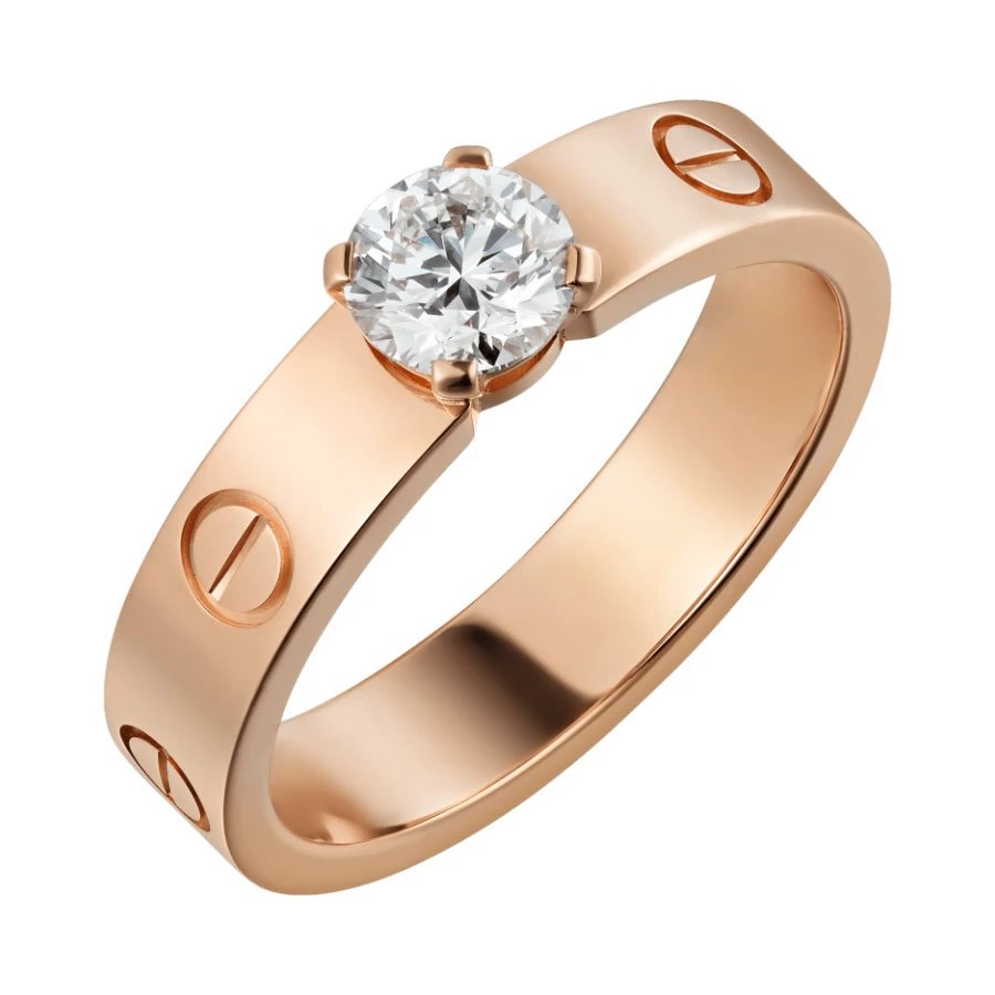 Cartier Jewelry Love screw-motif ring — Main diamond (Rose gold color)