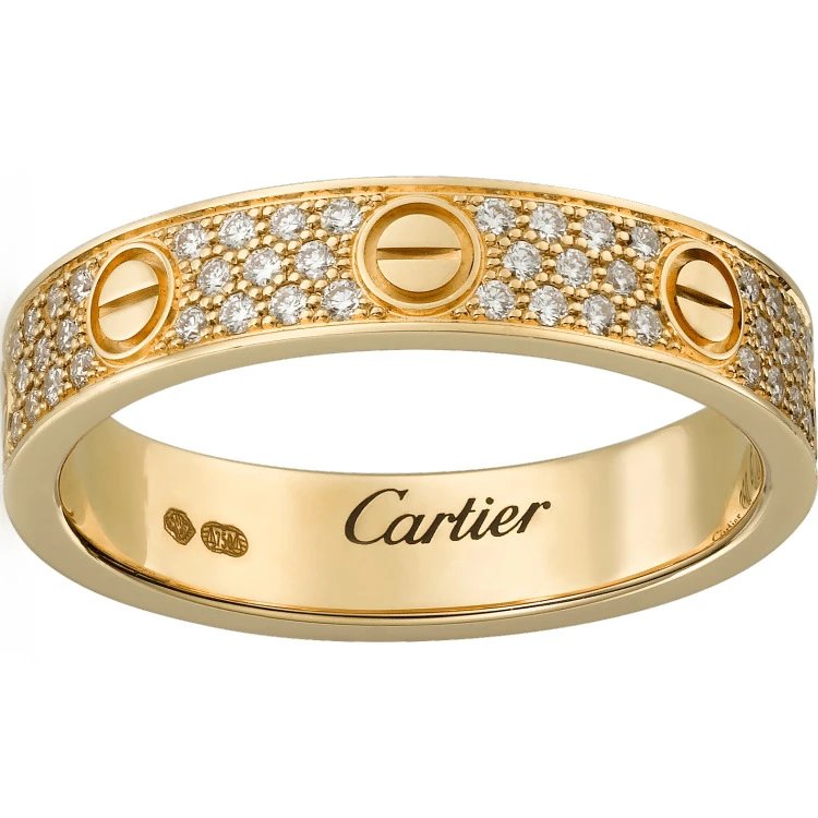Cartier Jewelry Love screw-motif ring — Wide version 3 rows of diamonds (gold)