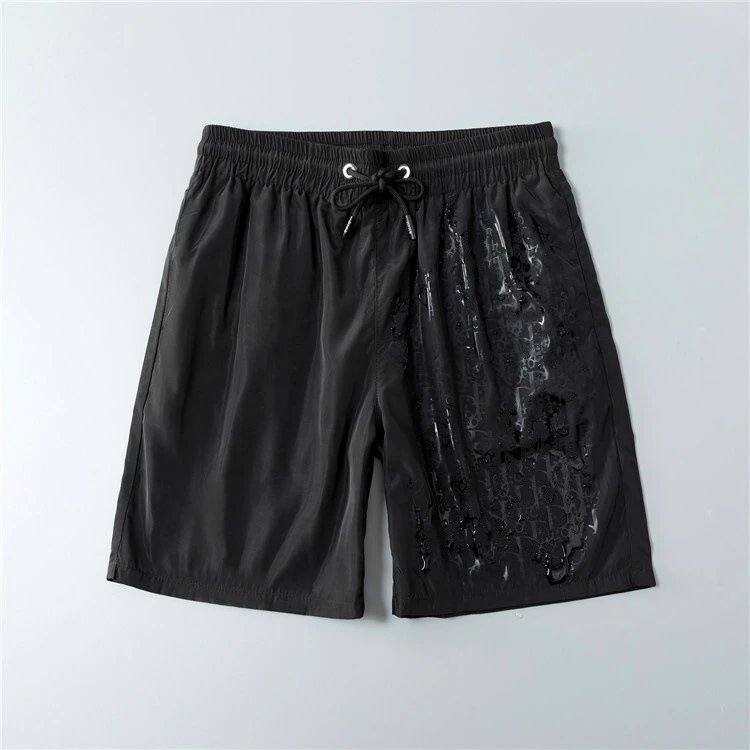 Dior Swimwear Elastic Drawstring Logo-Print Swim Shorts — 3820 black
