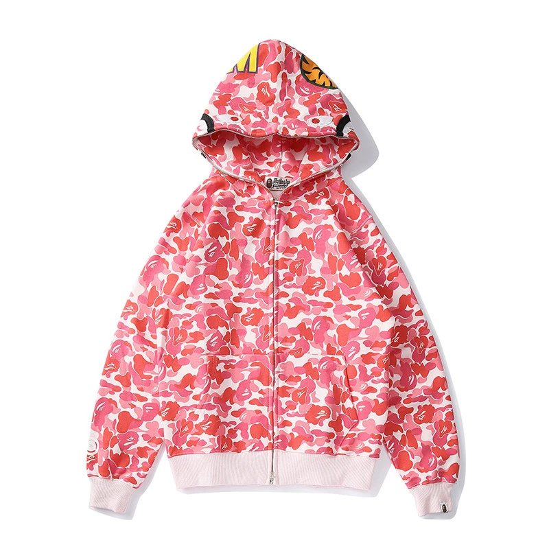 A Bathing Ape Hoodies & Sweatshirts Shark-hood full-zip hoodie with contrast stripe sleeves — 23