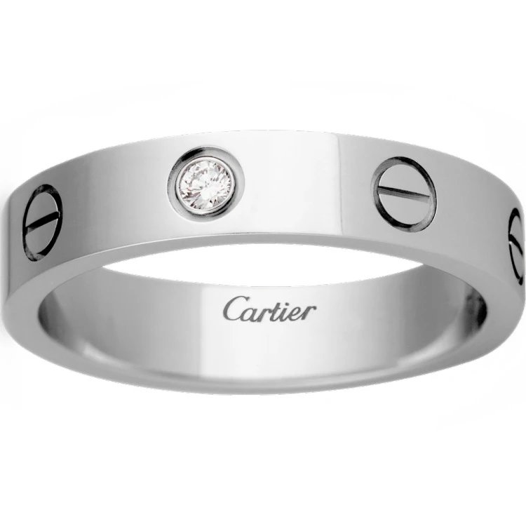 Cartier Jewelry Love screw-motif ring — Narrow version single drill (white gold)