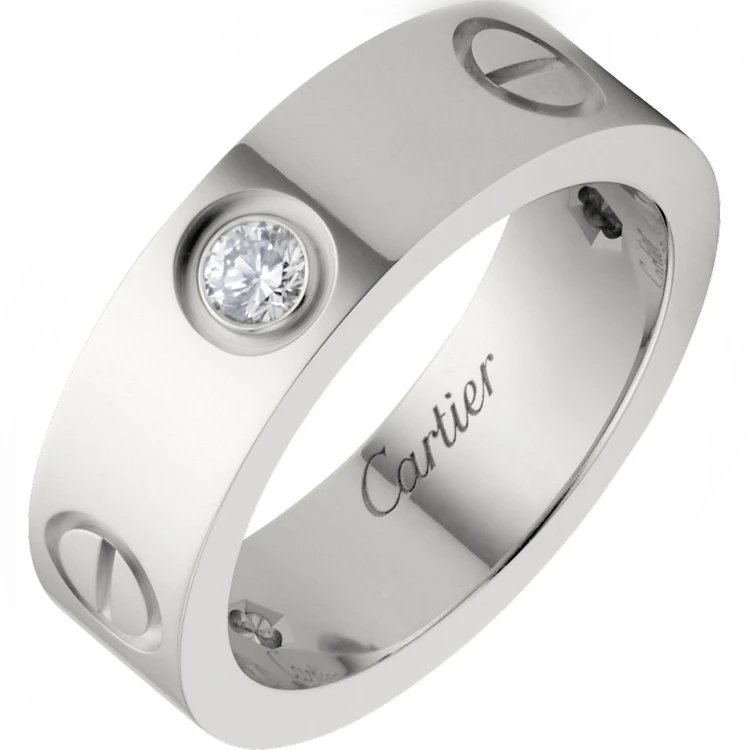 Cartier Jewelry Love screw-motif ring — Wide version 3 diamond (white gold)