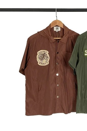 Saint Vanity Shorts Drawstring with embroidered patch and side rivets — T8299 Top (Coffee Color)