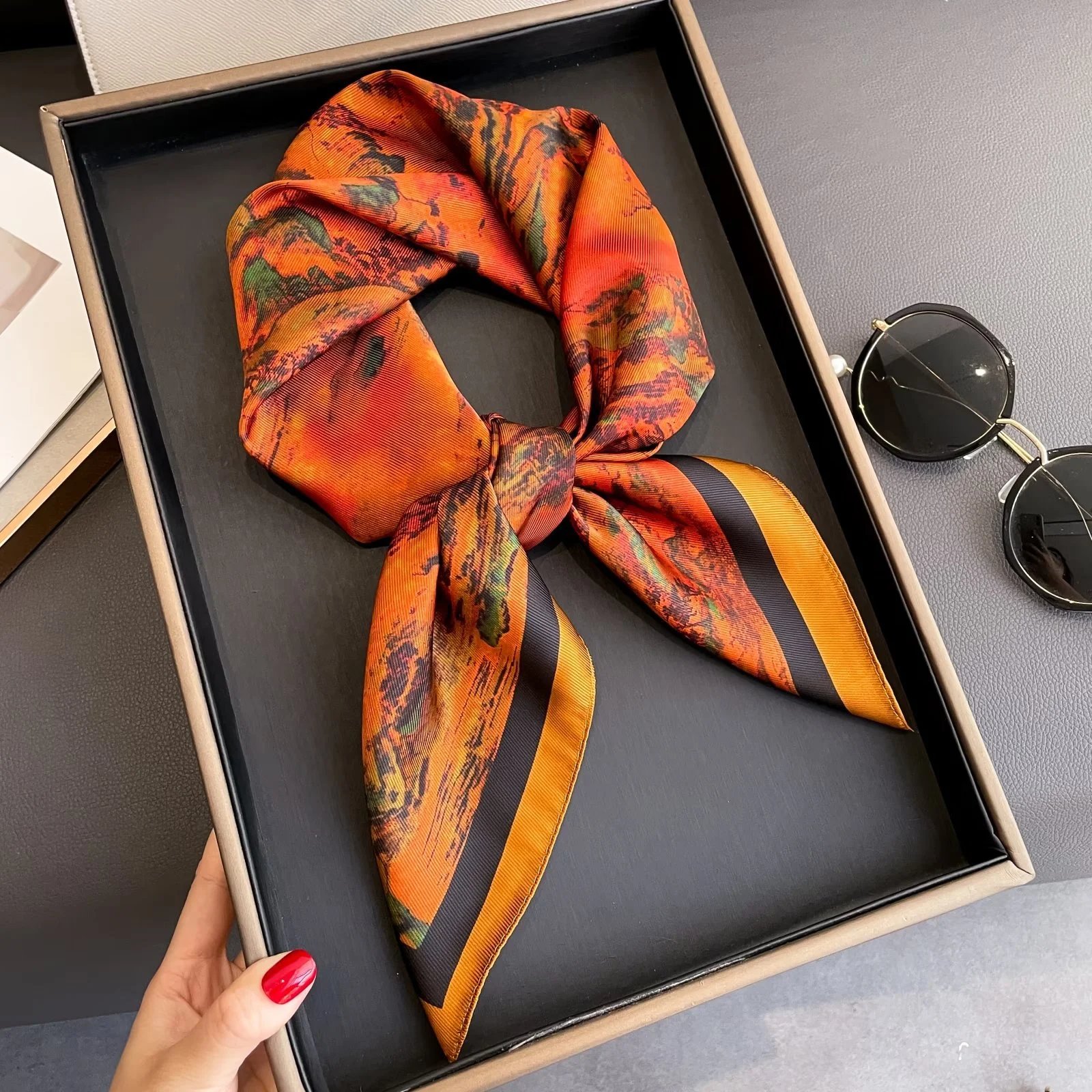 Unbranded Scarves Square Printed Satin Scarf image 5