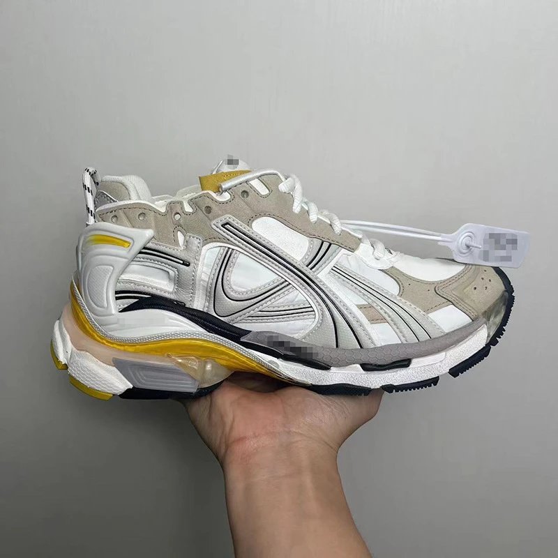 Unbranded Sneakers Chunky mesh-panel lace-up — White Rice Yellow