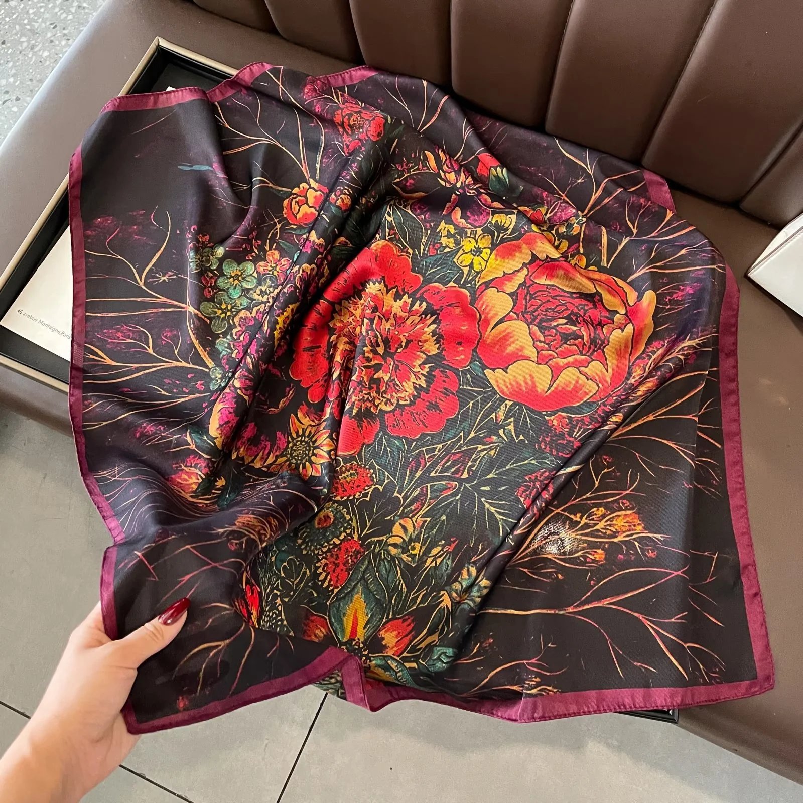 Unbranded Scarves Square Printed Satin Scarf — Style 8
