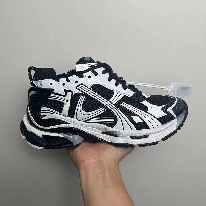Unbranded Sneakers Chunky mesh-panel lace-up — Black and white