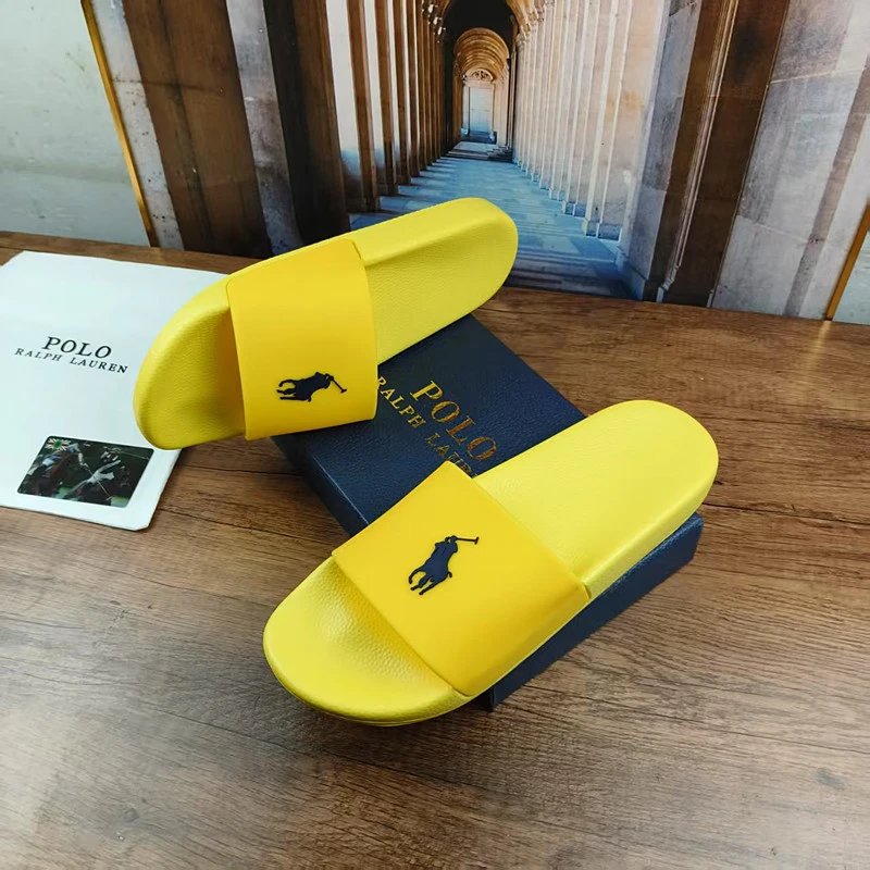 Polo Ralph Lauren Slippers Wide-strap slide with player emblem — Yellow