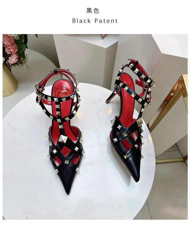 Valentino Garavani Sandals Rockstud pointed-toe caged ankle-strap high-heel product detail image 10