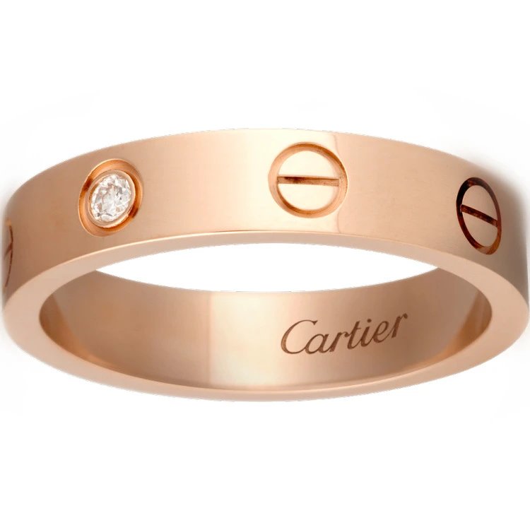 Cartier Jewelry Love screw-motif ring — Narrow Edition Single Diamond (Rose Gold)