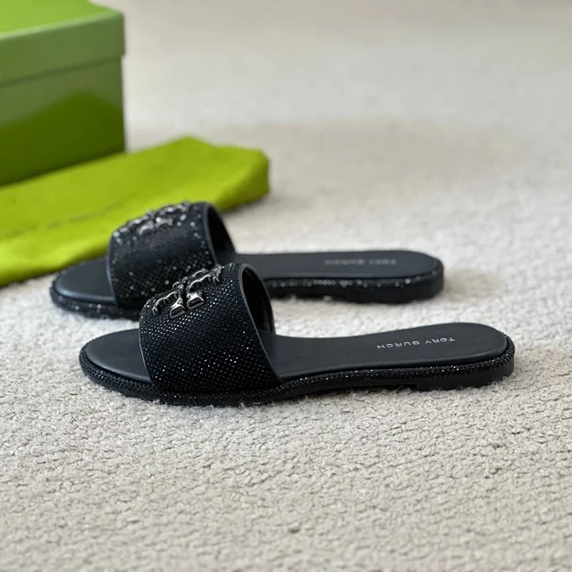 Tory Burch Sandals Rhinestone slide with Double T logo hardware product detail image 22