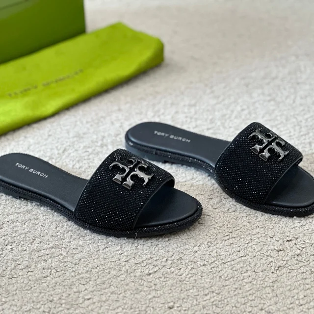 Tory Burch Sandals Rhinestone slide with Double T logo hardware product detail image 25