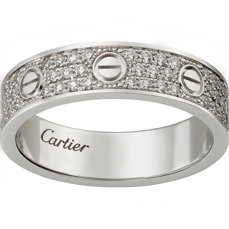 Cartier Jewelry Love screw-motif ring — Wide version 3 rows of diamonds (white gold)