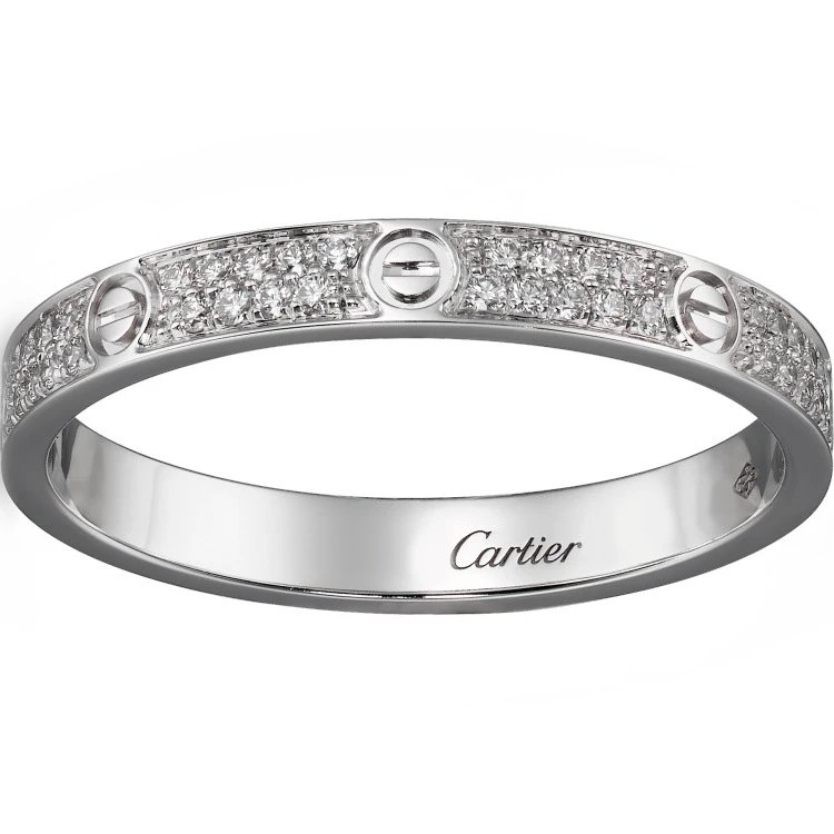 Cartier Jewelry Love screw-motif ring — Wide version of 2-row drill (white gold)
