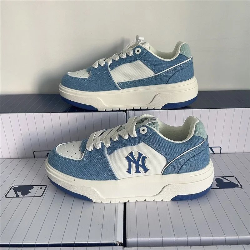 MLB Sneakers Low-Top Platform with NY Logo — Denim sky blue