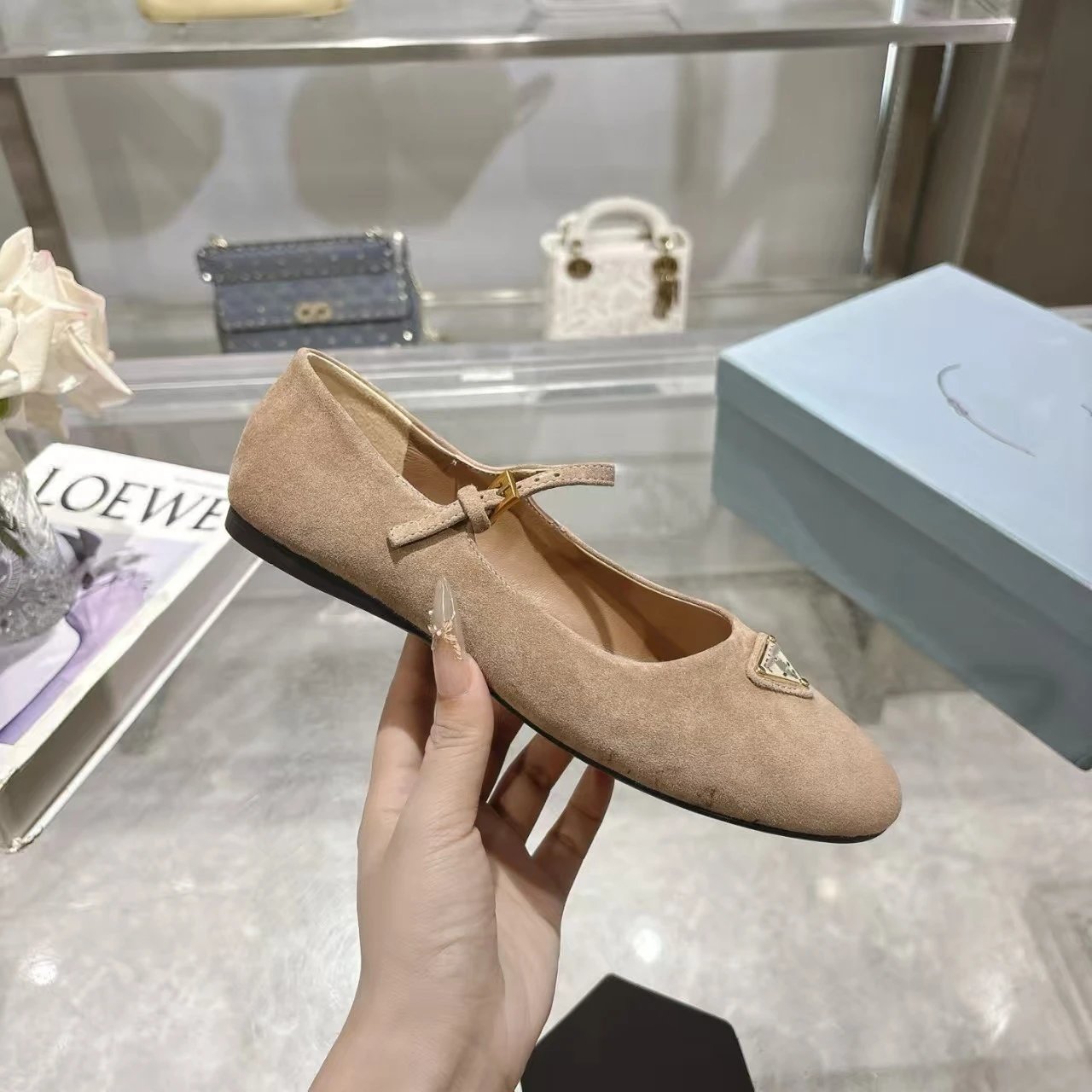 Prada Casual Shoes Mary Jane ballet flats with triangle logo plaque — 13