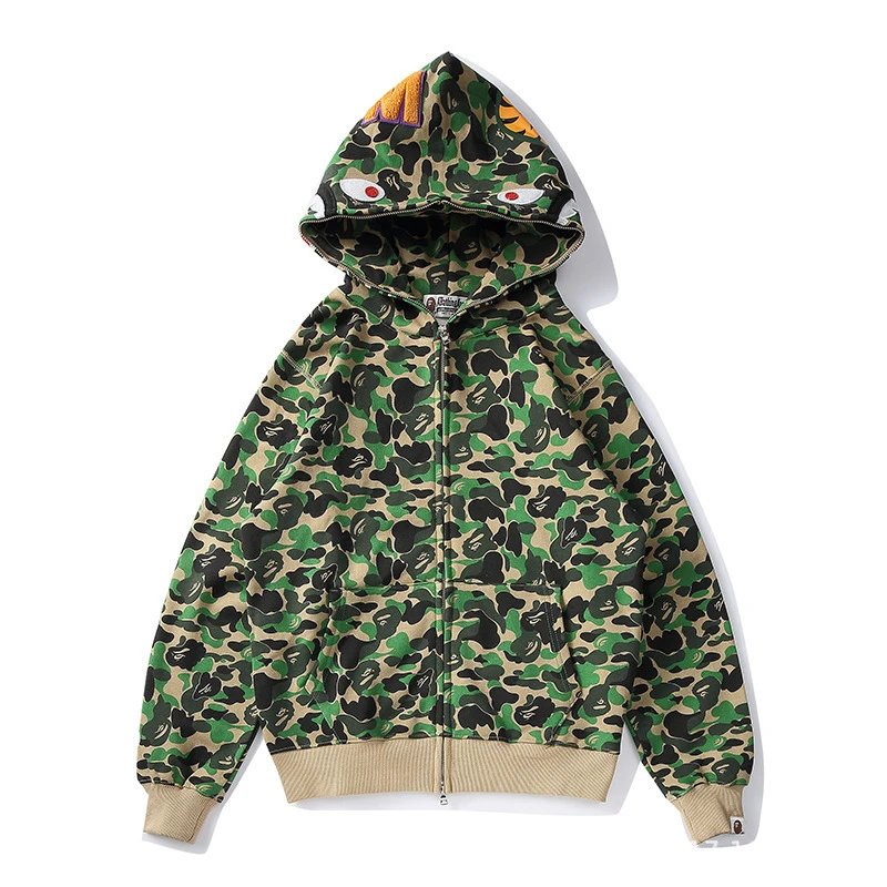 A Bathing Ape Hoodies & Sweatshirts Shark-hood full-zip hoodie with contrast stripe sleeves — 22