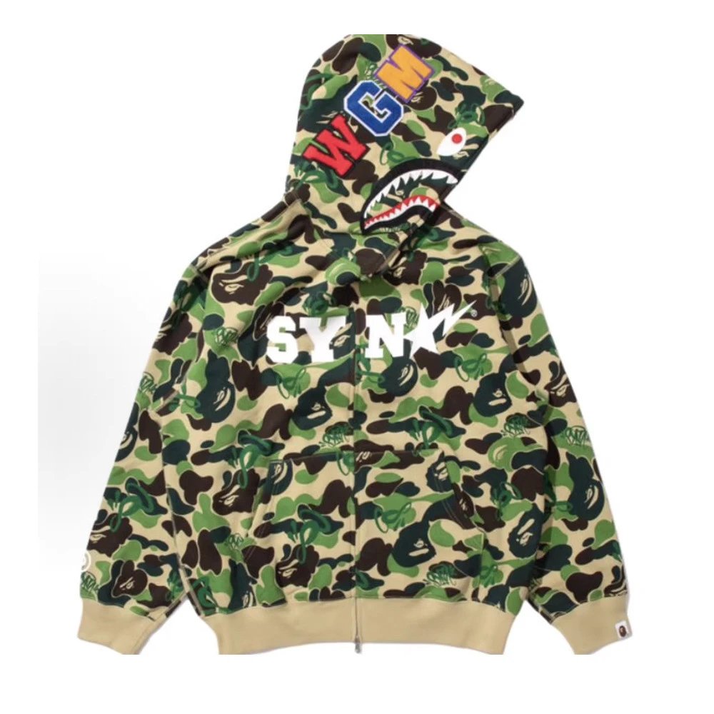 A Bathing Ape Hoodies & Sweatshirts Shark-hood full-zip hoodie with contrast stripe sleeves — 31