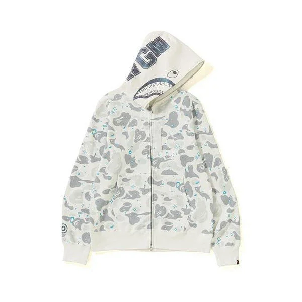 A Bathing Ape Hoodies & Sweatshirts Shark-hood full-zip hoodie with contrast stripe sleeves product detail image 17