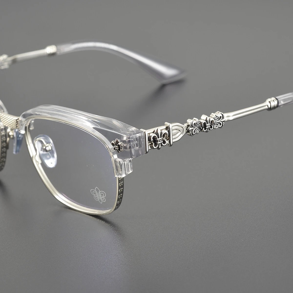 Unbranded Eyewear CH 8224 Half-Rim Floral Temple Frames image 4