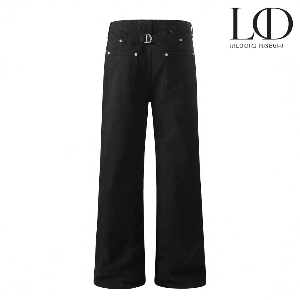 Unbranded Jeans K5621 bootcut with metal horsebit pocket details image 3