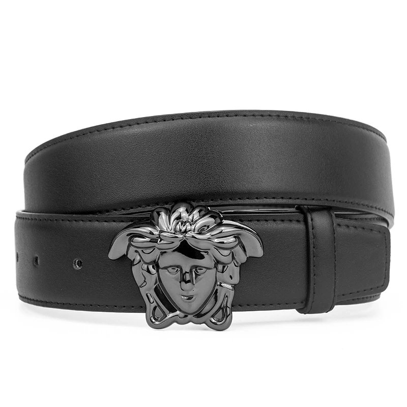 ZUER Belts Snake-haired face buckle — American gun, black