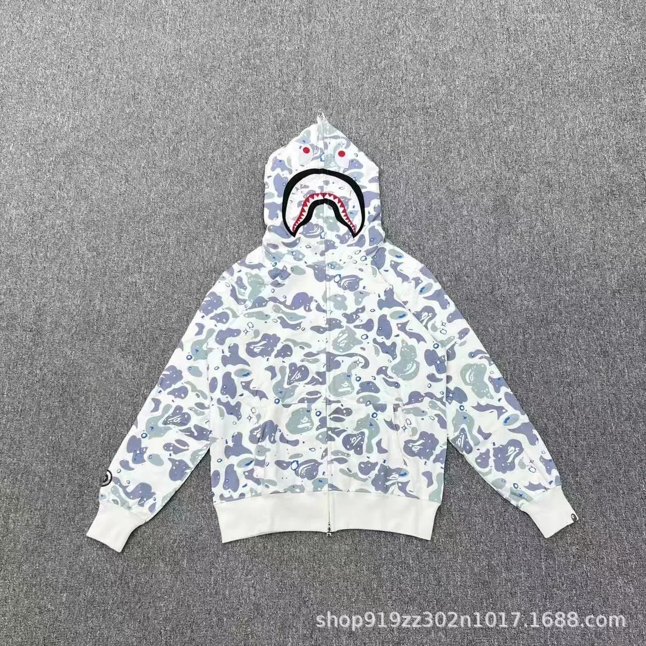 A Bathing Ape Hoodies & Sweatshirts Shark-hood full-zip hoodie with contrast stripe sleeves — 15