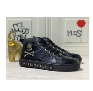 Philipp Plein Sneakers High-Top Snake-Embossed Skull — Black