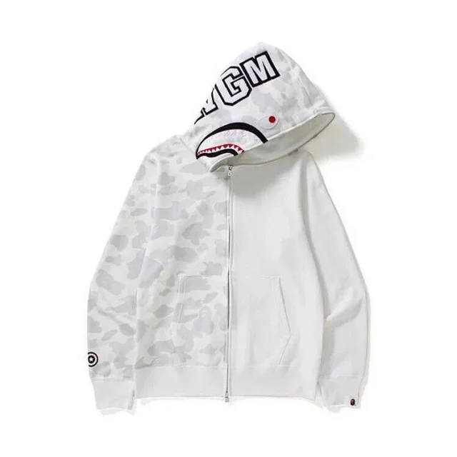 A Bathing Ape Hoodies & Sweatshirts Shark-hood full-zip hoodie with contrast stripe sleeves product detail image 23