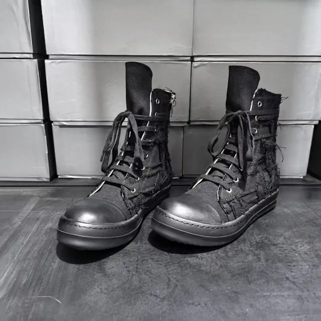 Unbranded Sneakers High-Top Distressed Canvas Lace-Up with Side Zipper product detail image 7
