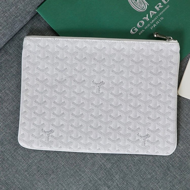 Goyard Wallets & Card Holders Chevron Monogram Zip Pouch — white