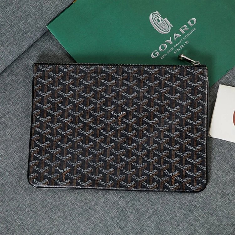 Goyard Wallets & Card Holders Chevron Monogram Zip Pouch — New Black