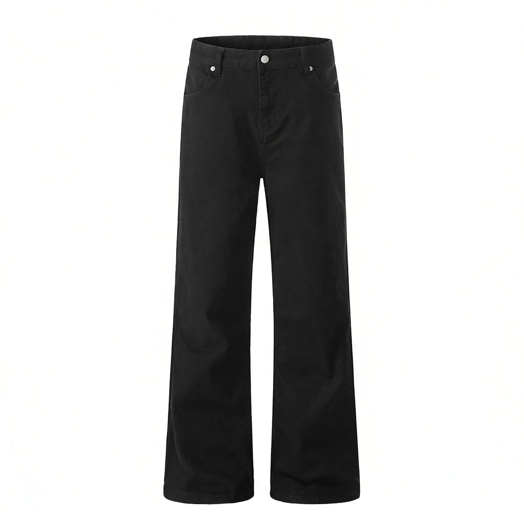 Unbranded Jeans K5621 bootcut with metal horsebit pocket details — Black