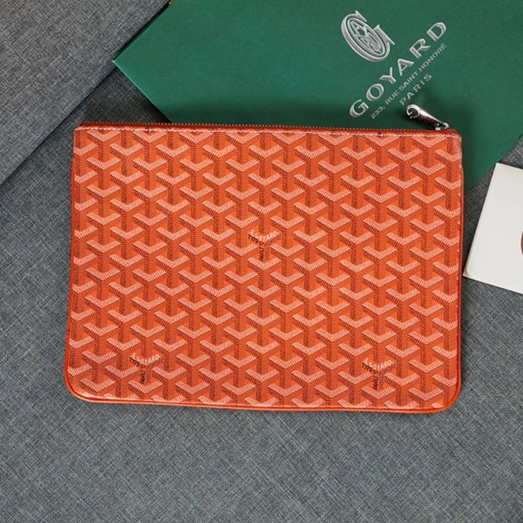Goyard Wallets & Card Holders Chevron Monogram Zip Pouch — Orange