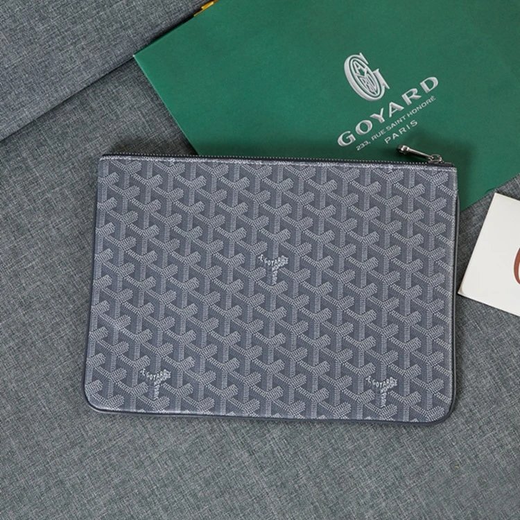 Goyard Wallets & Card Holders Chevron Monogram Zip Pouch — gray