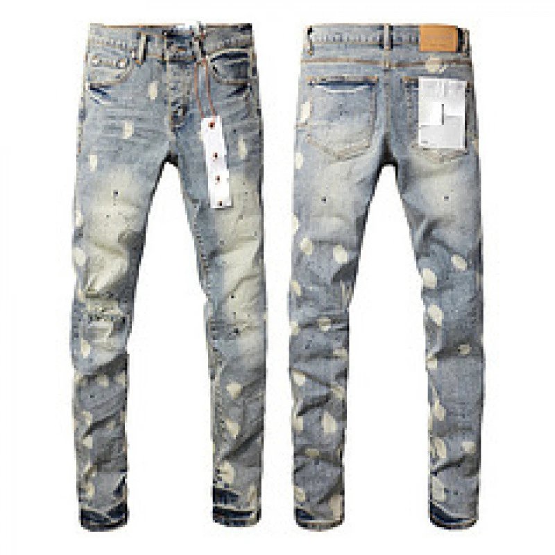 Purpul Jeans Slim distressed paint-splatter — 9092